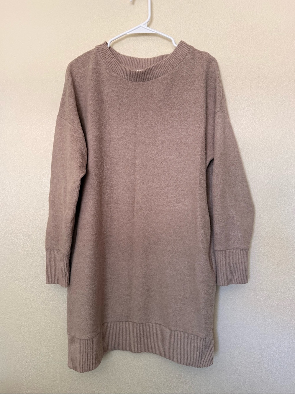 Carly Jean Los Angeles Taupe Crewneck Sweater Dress